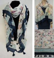 Fashion Scarf with Tassel Fringe [Floral]